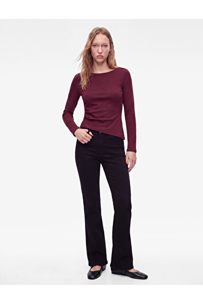 Koton Cotton Asymmetrical Boat Neck Sleeveless Slim Fit Long Sleeve T-Shirt