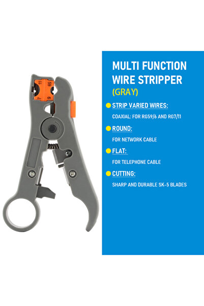 choice2 Grey Network Stripper Tool Coaxial Cable Wire Cutter Striper Tool wit...