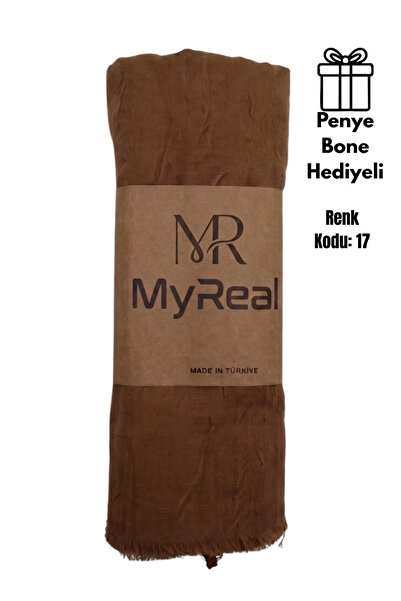 MyReal Bamboo Kraş Shawl Milk Coffee - Non-Ironing Natural Texture (90X200 cm)