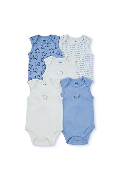 MOTHERCARE Erkek Bebek 5li Body Hayvan Baskılı Çıtçıtlı Zarf Yaka Long Sleeve