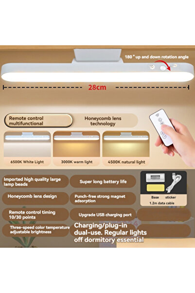 Choice 11.02in WHITE remote control type Magnetic LED Desk Lamp, Eye Care Dim...