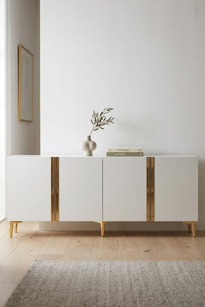 CENEYRA KA1898BG ANKA Konsol ve Tv Sehpası Beyaz-Gold 180cm