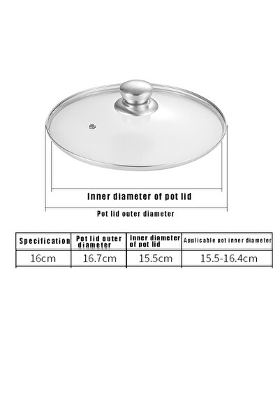 Choice1 16cm Tempered Glass Pot Lid Stainless Steel Rimmed Pan Lid Spill Shat...