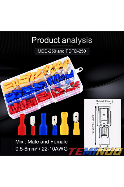 Choice4 160pcs-Mix In Box 160/80/60 pcs Fully Insulated Female & Male Spade C...