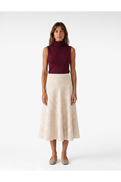Koton Standard Waist Textured Flared Midi Skirt