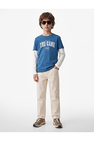 Koton Cotton Long Sleeve Crew Neck Printed T-Shirt
