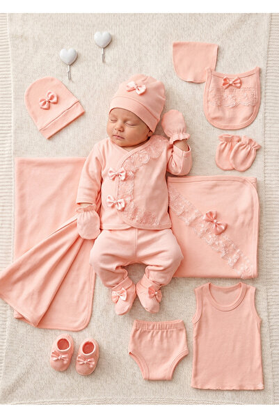 Nai baby Hastane Çıkışı 10'lu Dantel Detaylı Fiyonklu Pamuklu Hediyelik