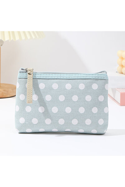 choice2 sky blue Small Fresh Canvas Dot Makeup Bag Simple and Portable Skinca...