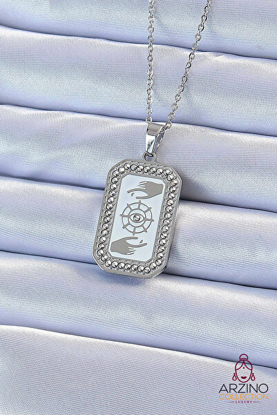 Generic Brand 316L Steel Chain Silver Color Enamel Zircon Stone Eye Figure Ta...