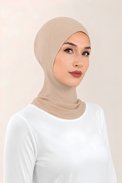 Jusmart Beige Cotton Neck Collar Hijab Bonnet |   Non-Slip Flexible Cap |   C...