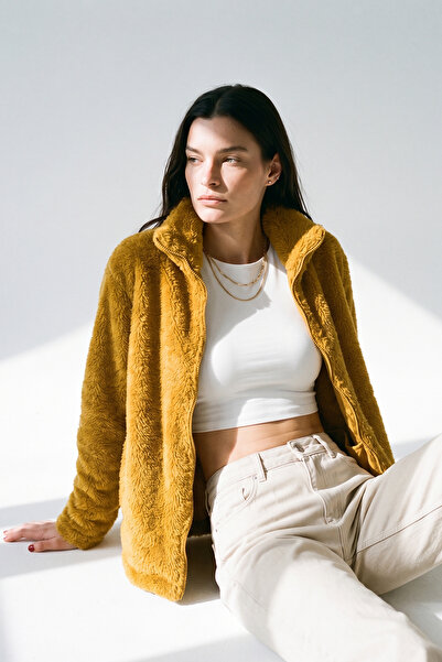 Purpleclo Women's Oversize Zippered Teddy Plush Cardigan