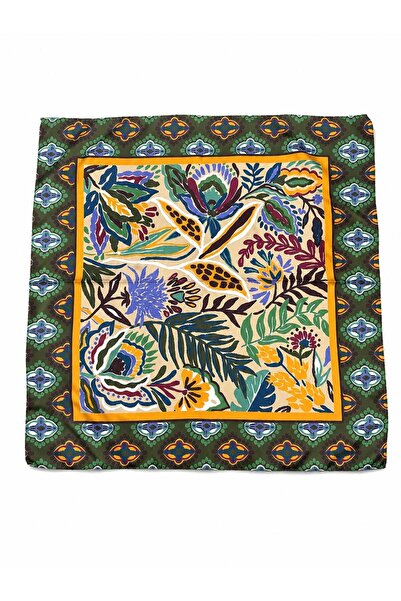 Axesoire 13943 Etnik Desenli Safran Saten Bandana Fular 50x50 cm