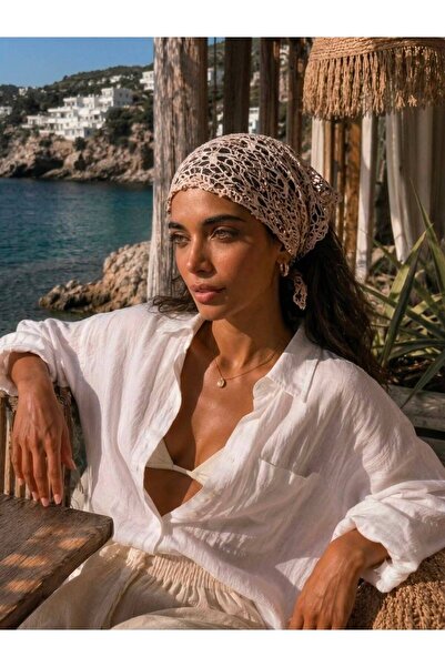 Axesoire File005 Somon Dantelli İpli Üçgen Bandana Fular