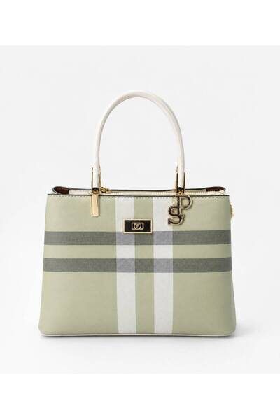 Silver Polo A.Yeşil - Bone Plaid Women's Handbag Sp1098