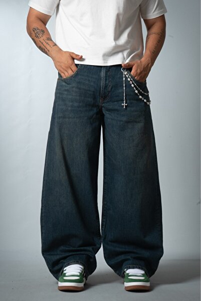 GRJ denim Blue Wide Leg Oversize Baggy Jean Men's Trousers