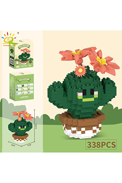 Choice9 with box NO.46 HUIQIBAO Mini MOC Cactus Potted Plant Micro Building B...