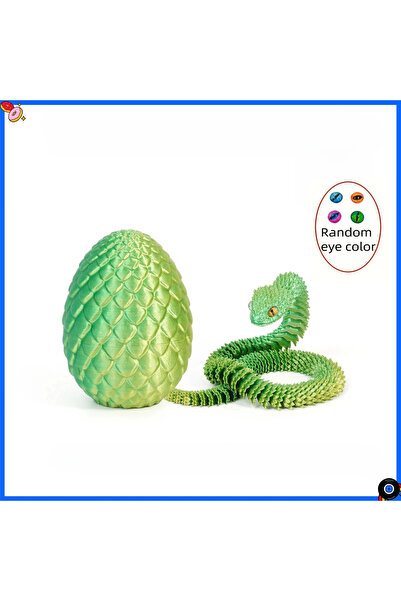 Choice Yellow Green 3D Printed Snake Egg With Flexible Inner Hinge Animal Toy...