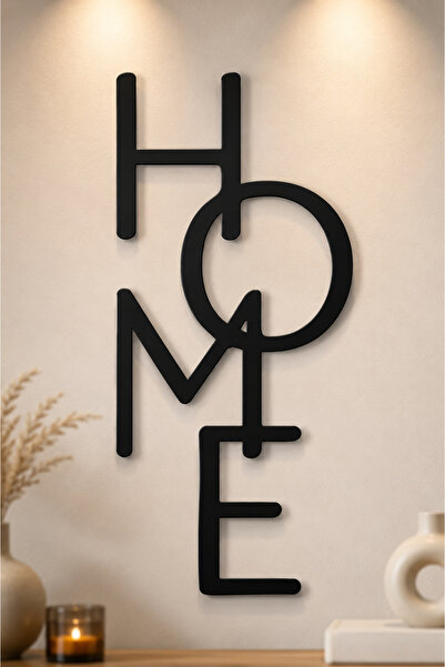 VENON Decorațiune de perete metalică minimalistă, cu inscripția HOME, neagră,...