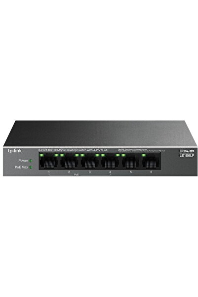 TP-LINK Switch LS106LP, 6x100Mbps (4xPOE), carcasă metalică, desktop, negru