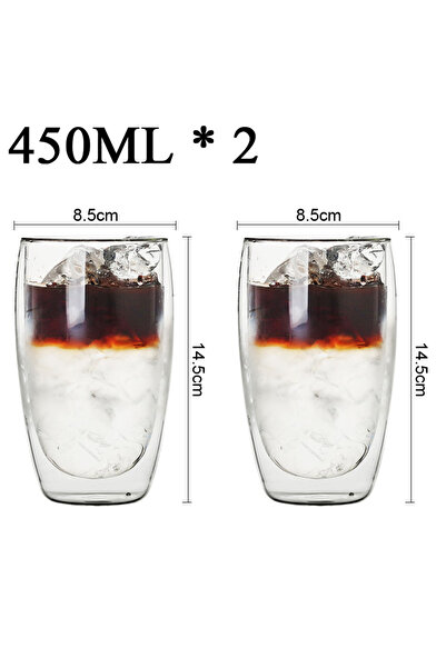 Choice6 As shown 450ML 2PCS 2-18PCS Double Wall High Borosilicate Glass Mug H...