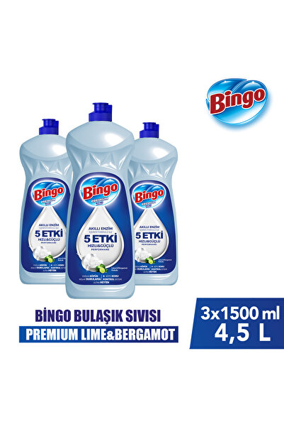 Bingo Elde Bulaşık Deterjanı Premium Lime&Bergamot 1500ml X 3 Adet