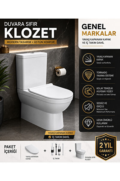 BS KANALSIZ DUVARA SIFIR KLOZET + YAVAŞ KAPANIR KAPAK + İÇ TAKIM...
