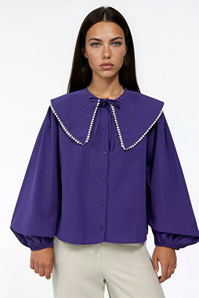 Merterium Women's Baby Collar Shirt 1496 - Purple