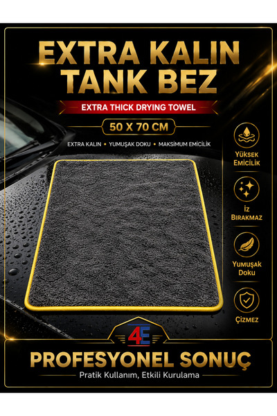 4E CARE Extra Kalın Profesyonel Tank Bez - Çizmez Sarı İpek Biyeli, Süper Emi...