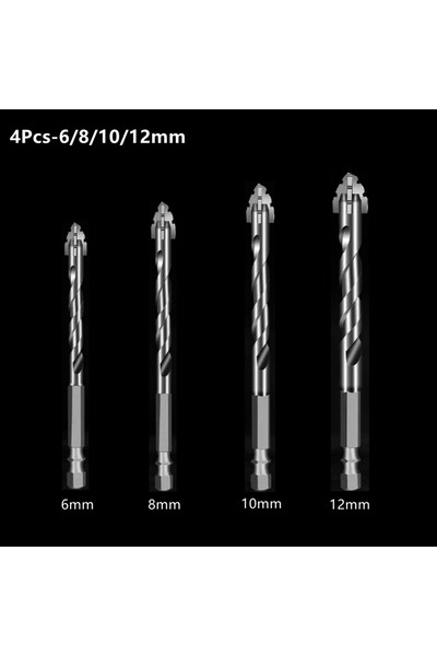 Choice5 4Pcs-6-8-10-12mm 6/8/10/12 Hex Masonry Drill Bits 1/4 Shank Titanium ...