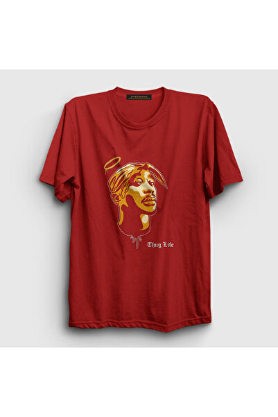 Presmono Unisex Crveni Anđeo Tupac Šakur T-shirt 45461tt