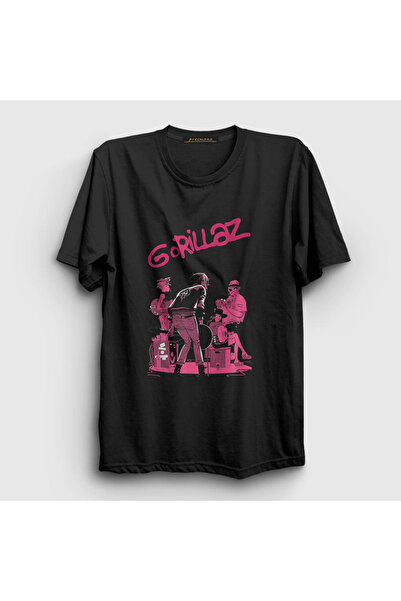 Presmono Unisex Black Stage Gorillaz T-shirt 54998tt