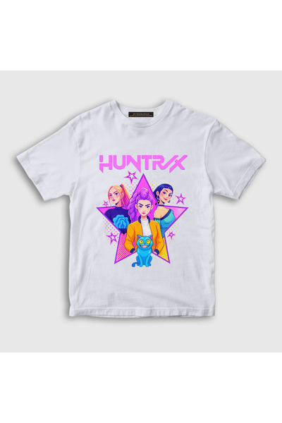 Presmono Unisex dečiji beli poster Huntrix K Pop Demon Hunters T-shirt 573781tt