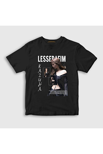Presmono Unisex Kids Black Kazuha K-Pop Le Sserafim T-Shirt 597839Tt