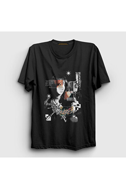 Presmono Unisex Black Huh Yunjin Different Le Sserafim T-Shirt 597413Tt