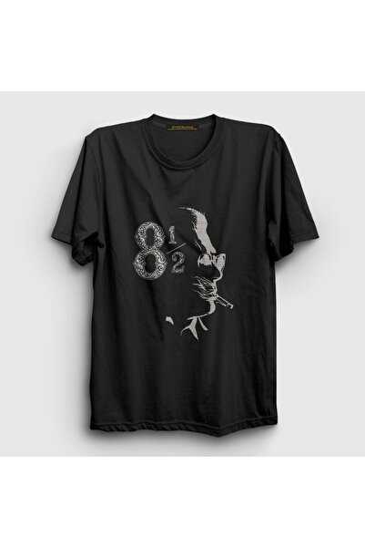 Presmono Unisex Black 8 12 Eight and a Half Federico Fellini T-Shirt 576073Tt