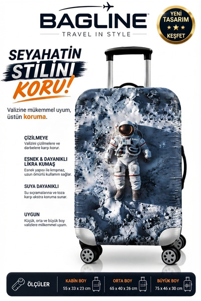 Bag line Likralı Esnek Kumaş Astronot Dayanıklı Valiz ve Bavul Kılıfı