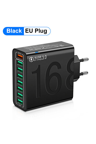 Choice EU Black Total 150W 8 Ports USB Charger Fast Charging Phone Charger Ad...