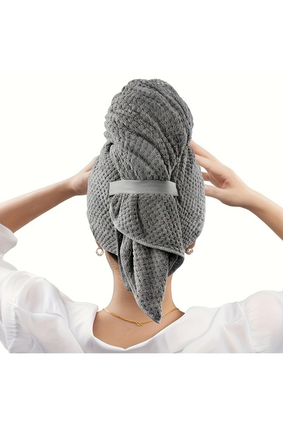 Choice GRAY Microfiber Hair Towel Extra Large Wrap Quick Dry Hair Towel Wrap ...