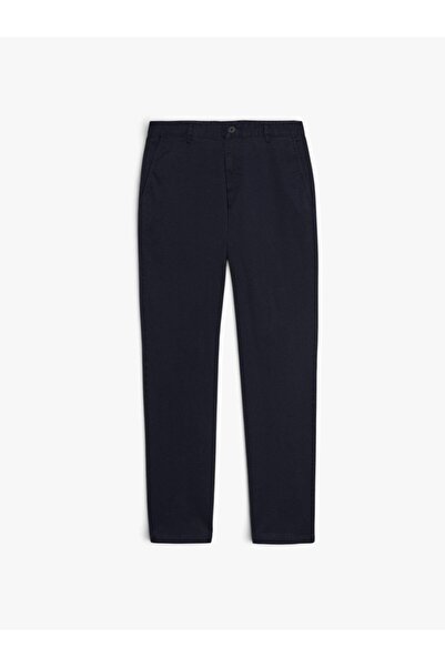 Sisley Streç Pamuklu Kemer Delikli Slim Fit Pantolon Erkek Lacivert Pantolon ...
