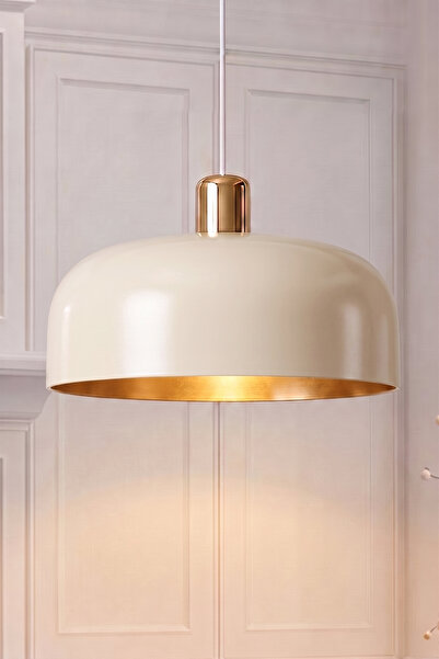 Marrien Marella Modern Gold Detaylı Krem Gold Metal Sarkıt (30 cm) Yemek Masa...