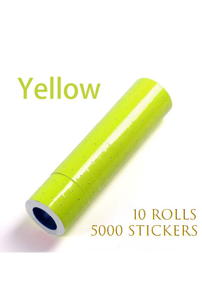 Choice5 YELLOW 10 Rolls of 5000 Colored Single-Row Price Notes, Universal Pri...