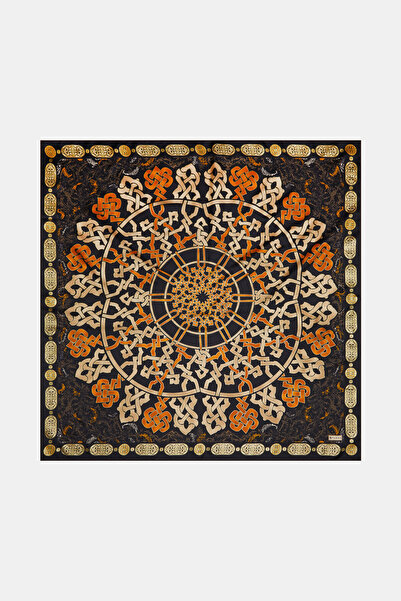 Vakko PETROL GEOMETRİK DESENLİ TWILL EŞARP