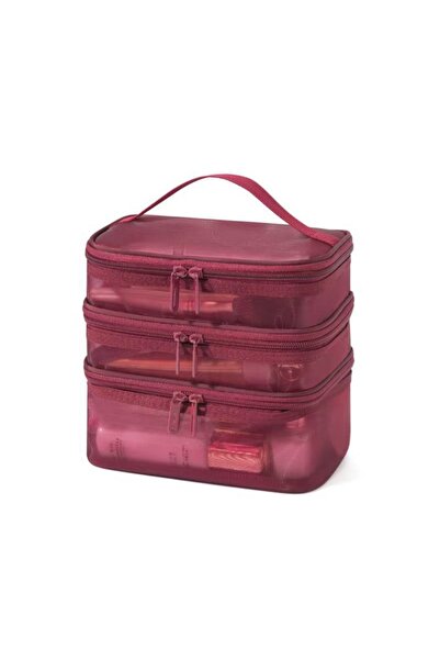 Choice6 wine red-3 layer 2/3 Layer Portable Transparent Mesh Travel Bag Large...