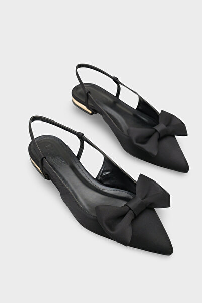 Capone Outfitters Ania Pointed Toe Satin Open Back Women's Ballerinas
