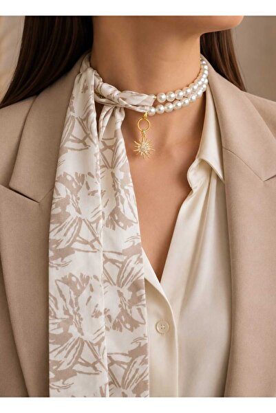 Ivory Pearl Pearl Necklace,Pearl Scarf Necklace,Scarf,Bag Scarf,Bag Charm,Mul...