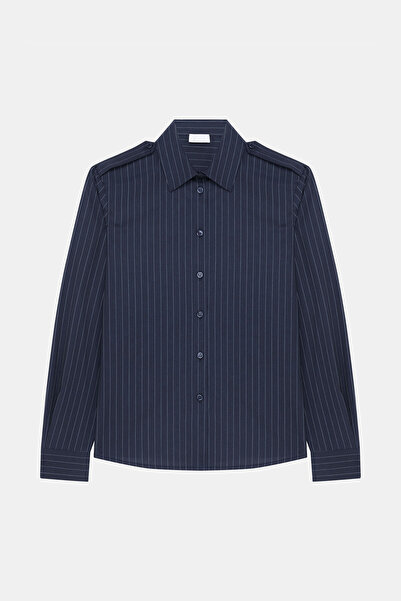 W Collection LACİVERT ÇİZGİLİ BLUZ