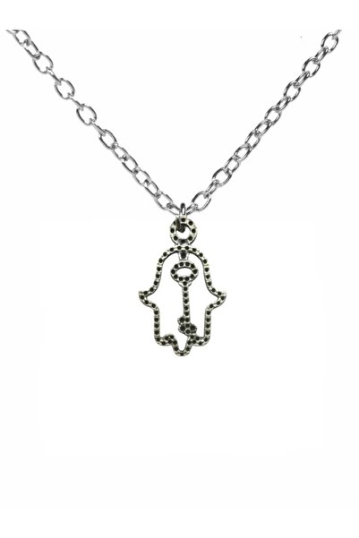 Herşey Nota Fatma Ana Eli Necklace with Key Figure – 60 cm Chain, Zinc Plated...