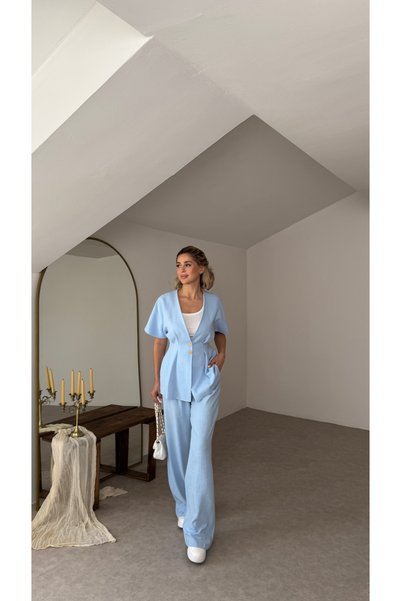 Nesil Linen Vest Set