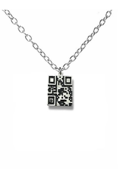 Herşey Nota Qr Code Figured Metal Necklace – Unisex Accessory with 60 cm Chain