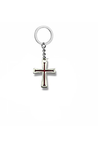 Herşey Nota Red Cross Figured Keychain – Gothic and Stylish Accessory